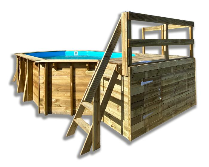 Holzterrasse Deck1 für SAFRAN2 und VASTO Holpool mit Stauraum