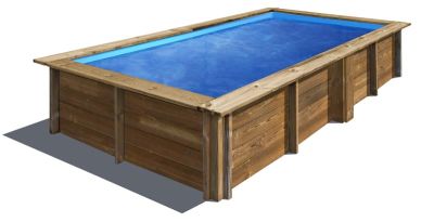 Poolhammer Holzpool 375 x 200 cm Rechteck Southline + Zubehör Cleaner Set, 68 cm