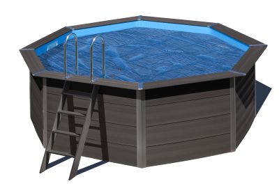 Gre Composite Pool Ø 410 x 124 cm rund Avantgarde + Zubehör Cleaner Set, WPC Poo