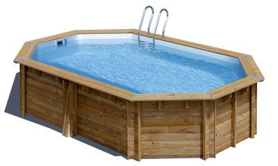 Gre Holzpool Cannelle 2 536 x 335 Oval + Zubehör-Set, 117 cm hoch